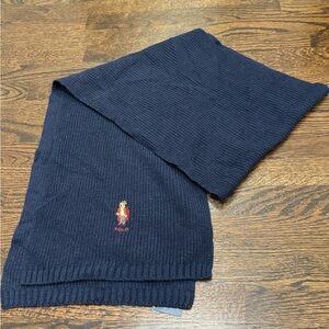 Ralph Lauren Polo Bear Rib-Knit Scarf in navy, wool-blend, with Bear NWT gift